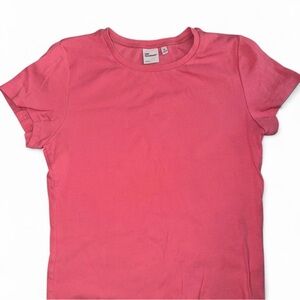 TNA ARITZIA Pink ribbed short sleeve casual baby tee #casualwear